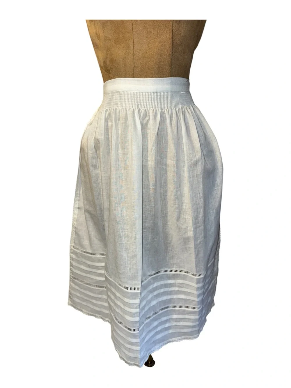 Vintage Authentic Helene Straßer Drindl Apron, White, Size 40 = US Large German
